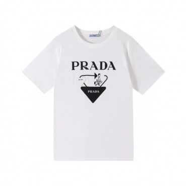 프라다 남성 크루넥 화이트 반팔티 - Mens White Tshirts 