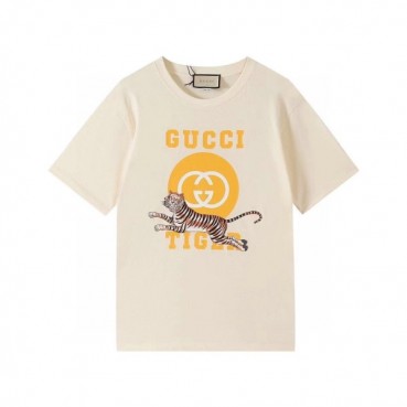 구찌 남/여 크루넥 아이보리 반팔티 - Unisex Ivory Tshirts 