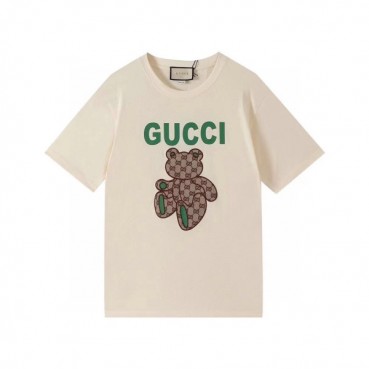구찌 남/여 크루넥 아이보리 반팔티 - Unisex Ivory Tshirts 