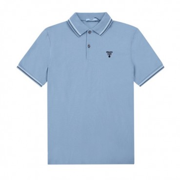 프라다 남성 폴로 블루 반팔티 - Mens Blue Tshirts 