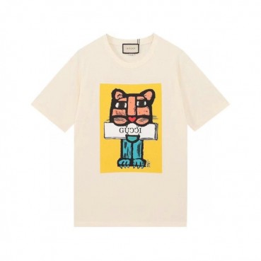 구찌 남/여 크루넥 아이보리 반팔티 - Unisex Ivory Tshirts 