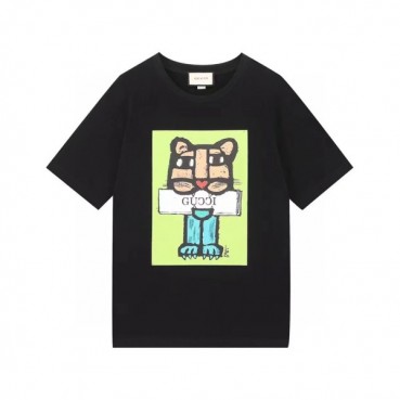 구찌 남/여 크루넥 블랙 반팔티 - Unisex Black Tshirts 