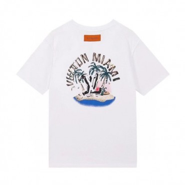 루이비통 남성 크루넥 화이트 반팔티 - Mens White Tshirts 