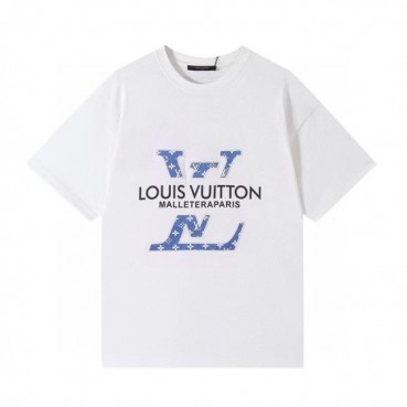 루이비통 남성 크루넥 화이트 반팔티 - Mens White Tshirts 
