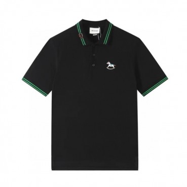 구찌 남성 폴로 블랙 반팔티 - Unisex Black Tshirts 