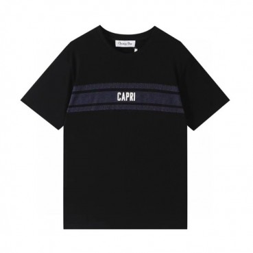 디올 남성 크루넥 블랙 반팔티 - Mens Black Tshirts 