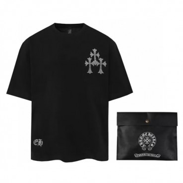 크롬하츠 남성 크루넥 블랙 반팔티 - Mens Black Tshirts 