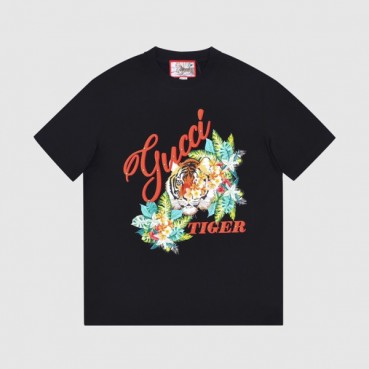 구찌 남/여 크루넥 블랙 반팔티 - Unisex Black Tshirts 