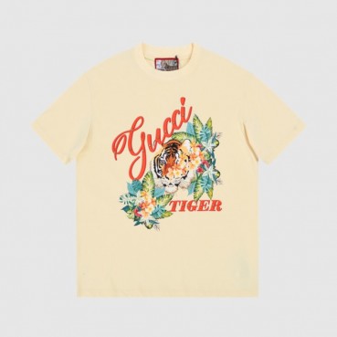 구찌 남/여 크루넥 아이보리 반팔티 - Unisex Ivory Tshirts 