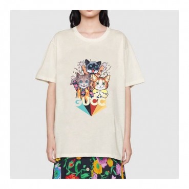 구찌 여성 크루넥 아이보리 반팔티 - Womens Ivory Tshirts 