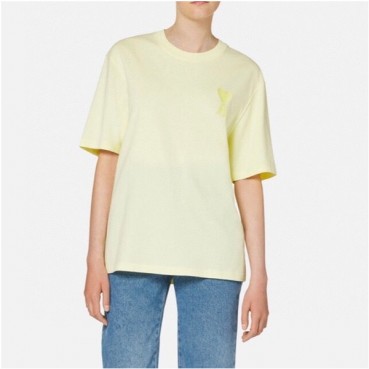 아미 여성 크루넥 옐로우 반팔티 - Womens Yellow Tshirts 