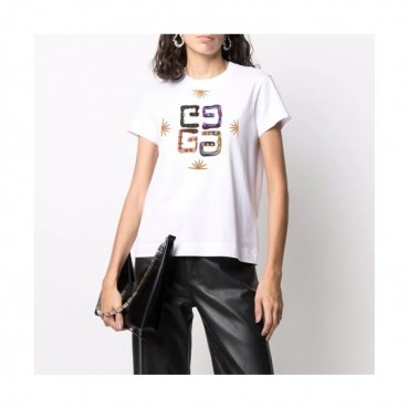 지방시 여성 크루넥 화이트 반팔티 - Womens White Tshirts 