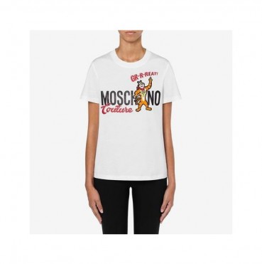 모스키노 남/녀 크루넥 화이트 반팔티 - Unisex White Tshirts 
