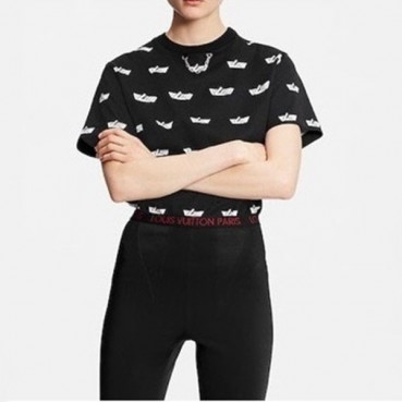 루이비통 여성 블랙 반팔티 - Louis vuitton Womens Black Tshirts 