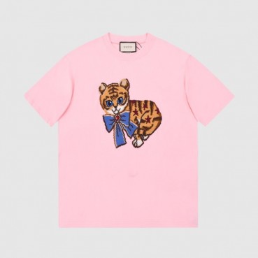 구찌 여성 크루넥 블랙 반팔티 - Womens Black Tshirts 