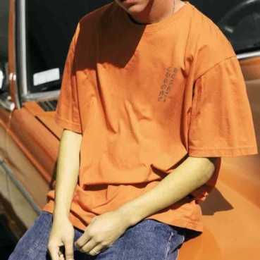 크롬하츠 남성 크루넥 오렌지 반팔티 - Mens Orange Tshirts 