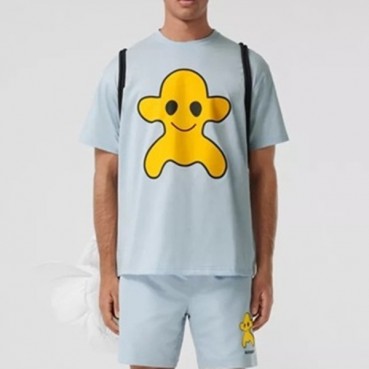 버버리 남/여 크루넥 블루 반팔티 - Unisex Blue Tshirts 