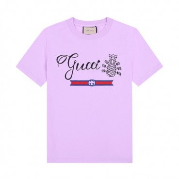 구찌 남/여 크루넥 퍼플 반팔티 - Unisex Purple Tshirts 
