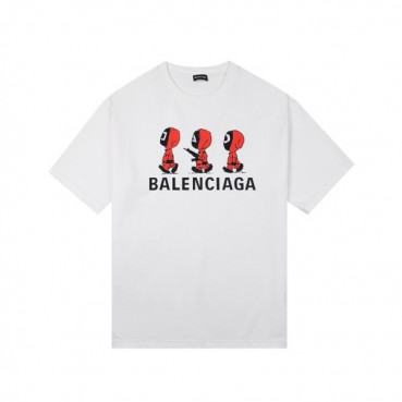 발렌시아가 남성 크루넥 화이트 반팔티 - Mens White Tshirts 