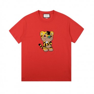 구찌 남/여 크루넥 레드 반팔티 - Unisex Red Tshirts 