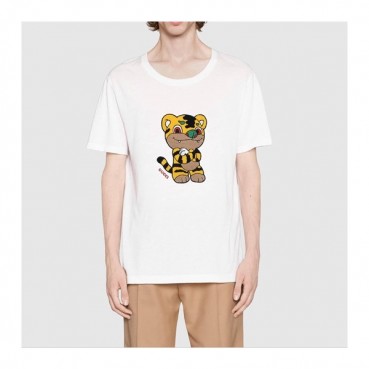 구찌 남/여 크루넥 화이트 반팔티 - Unisex White Tshirts 
