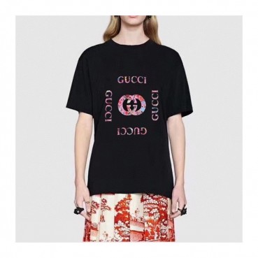 구찌 여성 크루넥 블랙 반팔티 - Womens Black Tshirts 