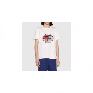 구찌 남자 크루넥 화이트 반팔티 - Mens White Tshirts 