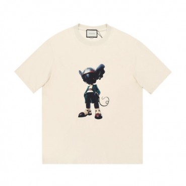 구찌 남자 크루넥 아이보리 반팔티 - Mens Ivory Tshirts 