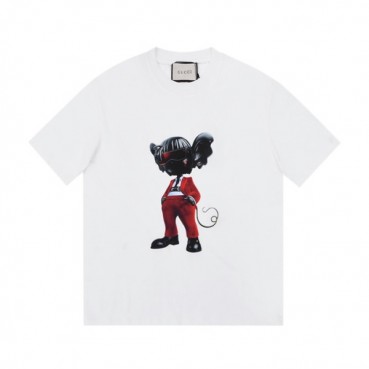 구찌 남자 크루넥 화이트 반팔티 - Mens White Tshirts 