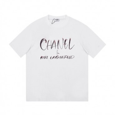 샤넬 남/여 크루넥 블랙 반팔티 - Unisex Black Tshirts 