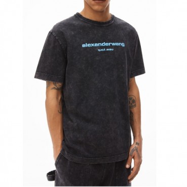 알렉산더왕 남성 이니셜 블랙 반팔티 - Mens Black Tshirts 