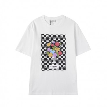 랑방 남/여 화이트 반팔티 - LANVIN Unisex White Tshirts 