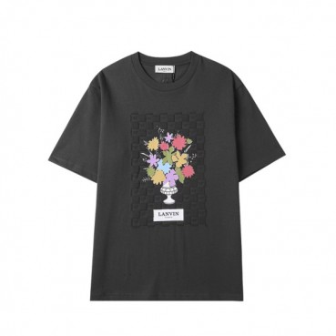 랑방 남/여 블랙 반팔티 - LANVIN Unisex Black Tshirts 