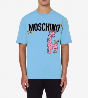 모스키노 남/녀 크루넥 블루 반팔티 - Unisex Blue Tshirts 