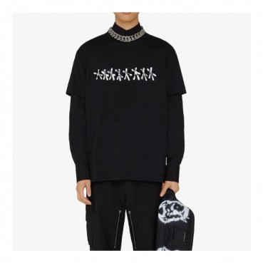 지방시 남자 크루넥 블랙 반팔티 - Unisex Black Tshirts 