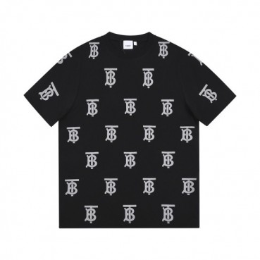 버버리 남자 크루넥 블랙 반팔티 - Unisex Black Tshirts 