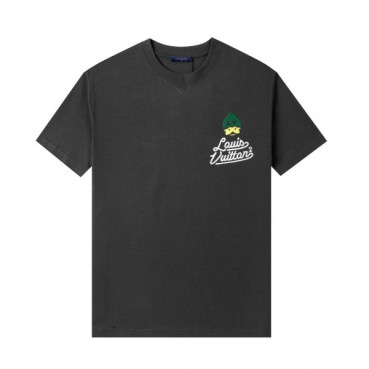 루이비통 남자 크루넥 블랙 반팔티 - Unisex Black Tshirts 