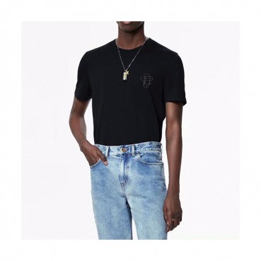 루이비통 남자 크루넥 블랙 반팔티 - Unisex Black Tshirts 