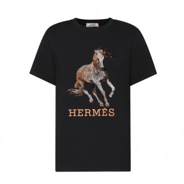 에르메스 남자 크루넥 블랙 반팔티 - Mens Black Tshirts 