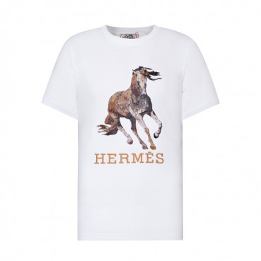 에르메스 남자 크루넥 화이트 반팔티 - Mens White Tshirts 