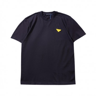 프라다 남자 크루넥 네이비 반팔티 - Unisex Navy Tshirts 