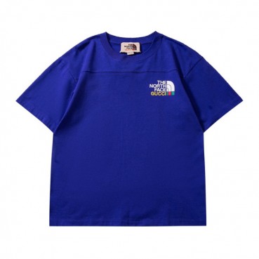 구찌 남자 크루넥 블루 반팔티 - Unisex Blue Tshirts 