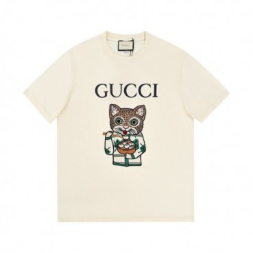 구찌 남자 크루넥 아이보리 반팔티 - Unisex Ivory Tshirts 