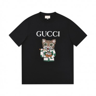 구찌 남자 크루넥 블랙 반팔티 - Unisex Black Tshirts 