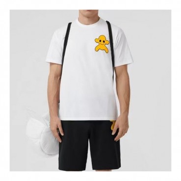 버버리 남자 크루넥 화이트 반팔티 - Unisex White Tshirts 