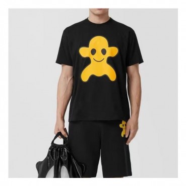 버버리 남자 크루넥 블랙 반팔티 - Unisex Black Tshirts 