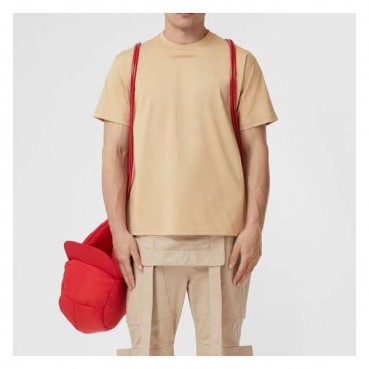버버리 남자 크루넥 베이지 반팔티 - Unisex Beige Tshirts 
