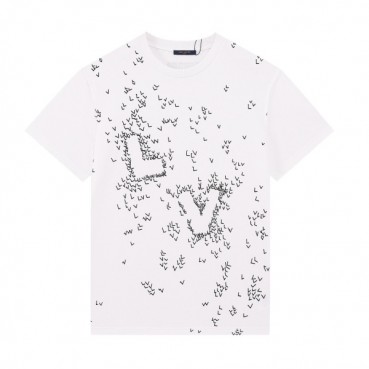 루이비통 남자 크루넥 화이트 반팔티 - Unisex White Tshirts 