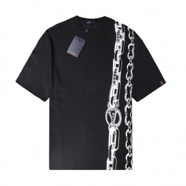 루이비통 남자 크루넥 블랙 반팔티 - Unisex Black Tshirts 