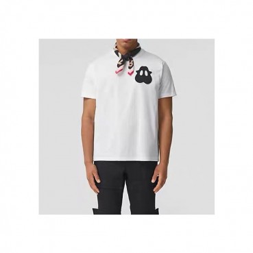 버버리 남자 크루넥 화이트 반팔티 - Unisex White Tshirts 